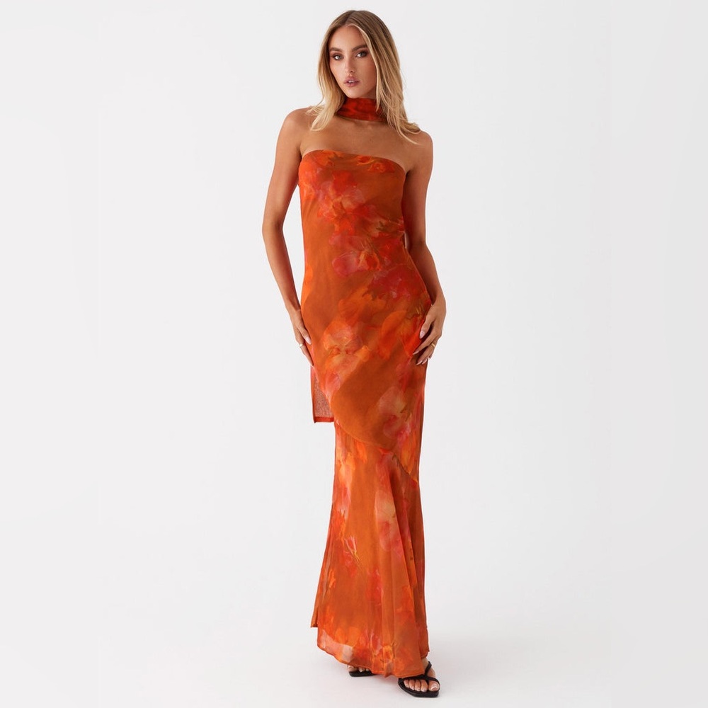 Peppermayo Orange Floral Strapless Maxi Dress - Picture 4 of 10